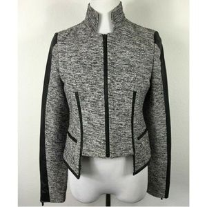 Stella & Jamie Metallic Tweed 100% Leather Jacket